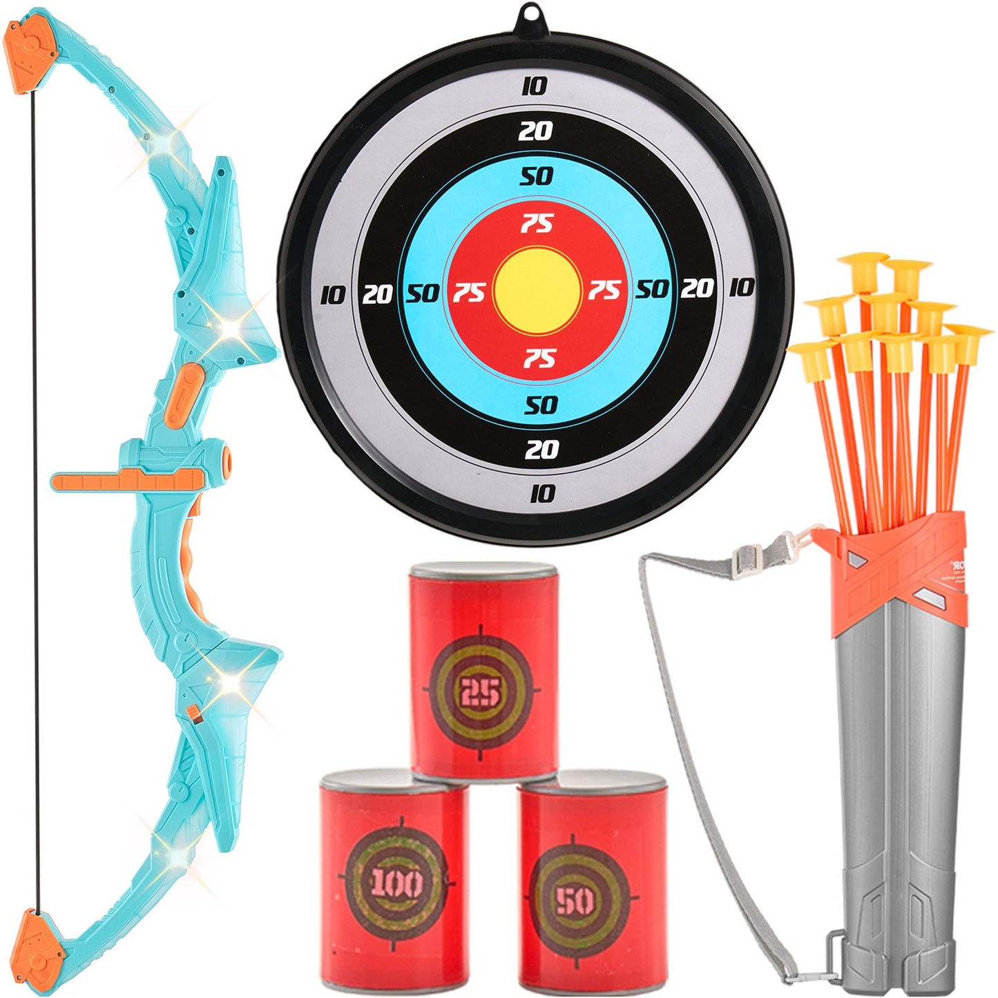 Kids Arrow Set LED Light Up Outdoor Archery Kit Children 10 arrows