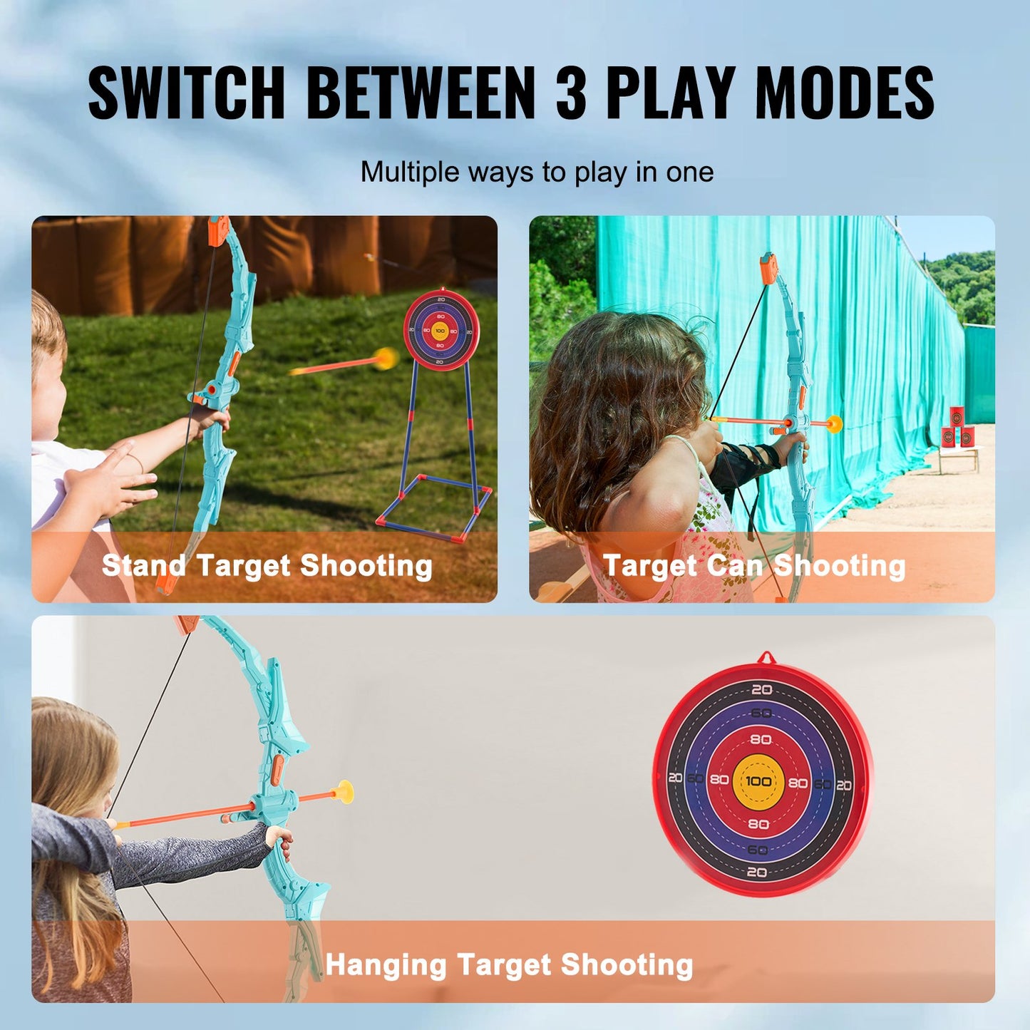 Kids Arrow Set LED Light Up Outdoor Archery Kit Children 10 arrows