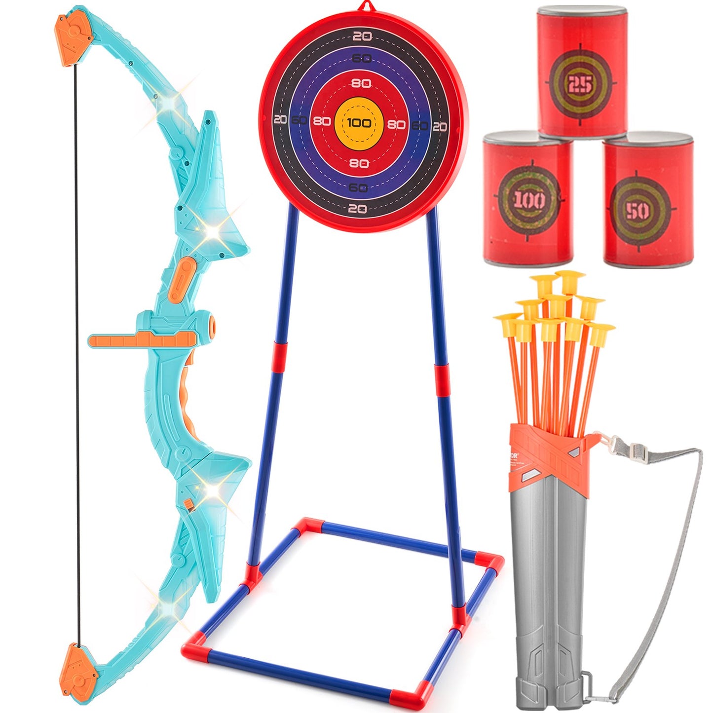 Kids Arrow Set LED Light Up Outdoor Archery Kit Children 10 arrows