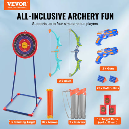 Kids Archery Set LED Light Up Archery Kit 2 Pack 20 Arrows 2 Guns