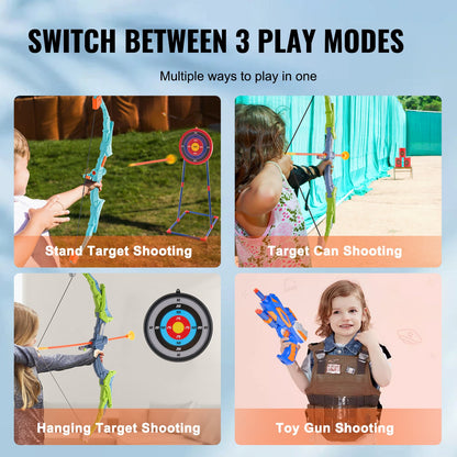 Kids Archery Set LED Light Up Archery Kit 2 Pack 20 Arrows 2 Guns
