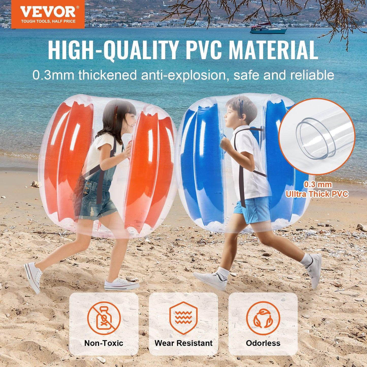 Inflatable Bumper Balls 2-Pack, 3FT/0.9M Body Sumo Zorb Balls for Kids and Teens, Durable PVC Human Hamster Bubble Balls for Outdoor Team Play, Bumper Bopper Toys for Playground, Garden, Park