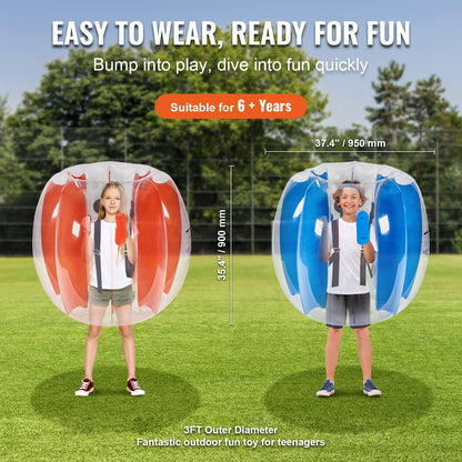 Inflatable Bumper Balls 2-Pack, 3FT/0.9M Body Sumo Zorb Balls for Kids and Teens, Durable PVC Human Hamster Bubble Balls for Outdoor Team Play, Bumper Bopper Toys for Playground, Garden, Park