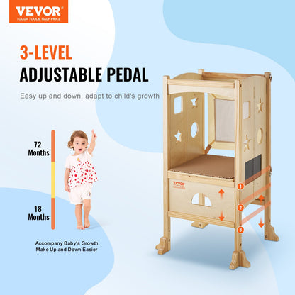Foldable Tower Step Stool for Toddlers Children 3-Level Height 125 LBS Loading