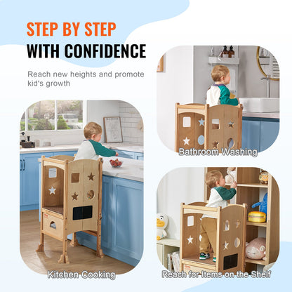 Foldable Tower Step Stool for Toddlers Children 3-Level Height 125 LBS Loading