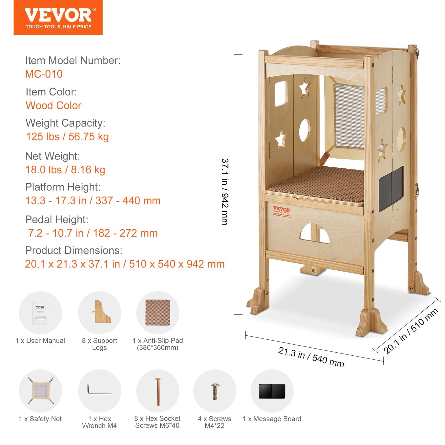 Foldable Tower Step Stool for Toddlers Children 3-Level Height 125 LBS Loading