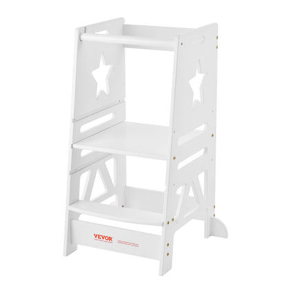 Turm-Tritthocker für Kleinkinder, 3-stufig, höhenverstellbar, 158 kg, Weiß