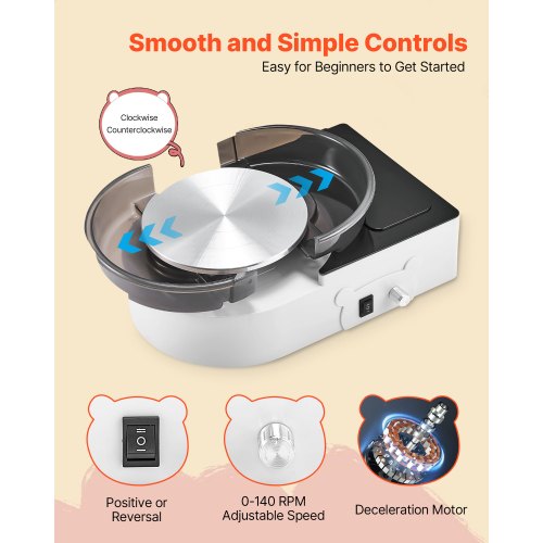 Mini-Keramik-Rad Elektrisches Tonrad für Kinder und Erwachsene 158 mm Weiß | EU