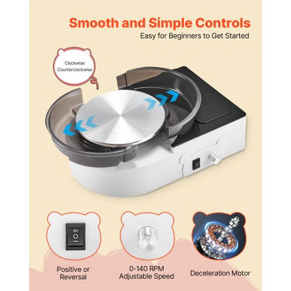 Mini-Keramik-Rad Elektrisches Tonrad für Kinder und Erwachsene 158 mm Weiß | EU