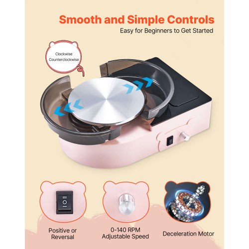 Mini-Keramik-Rad, elektrisches Tonrad für Kinder und Erwachsene, 158 mm, Rosa | EU