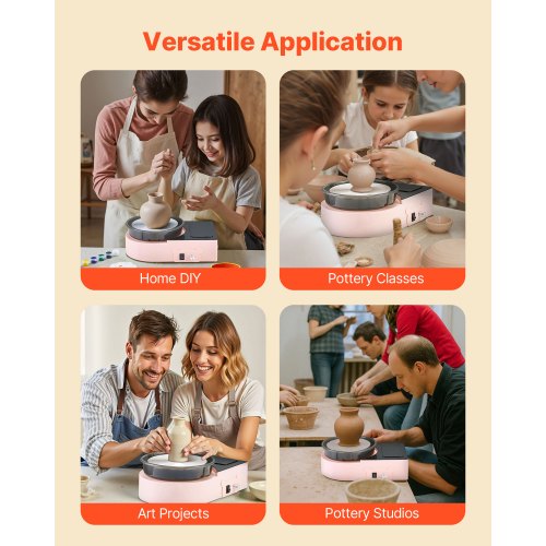 Mini-Keramik-Rad, elektrisches Tonrad für Kinder und Erwachsene, 158 mm, Rosa | EU
