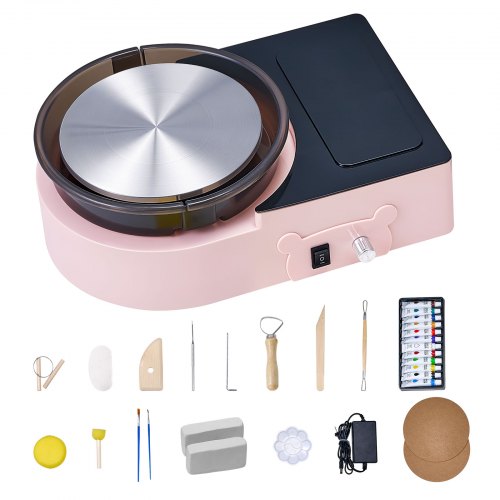 Mini-Keramik-Rad, elektrisches Tonrad für Kinder und Erwachsene, 158 mm, Rosa | EU