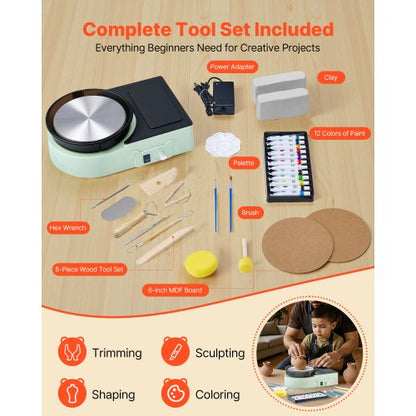 Mini Keramikhjul Elektrisk Lerhjul för Barn och Vuxna 158 mm Grön |  EU