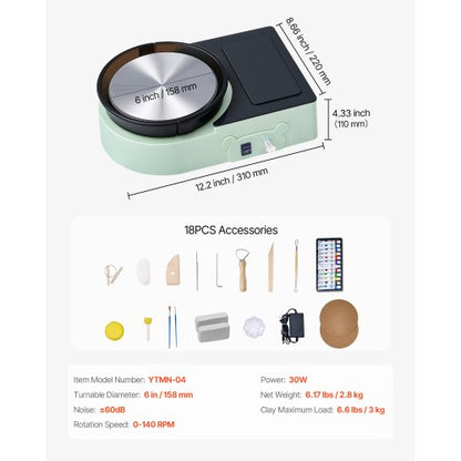 Mini Keramikhjul Elektrisk Lerhjul för Barn och Vuxna 158 mm Grön |  EU