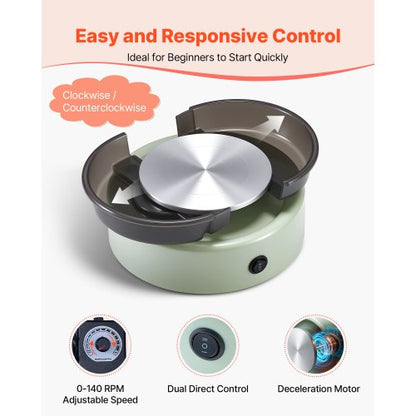 Mini Keramikhjul Elektrisk Lerhjul för Barn 158 mm Vändskiva Grön |  EU