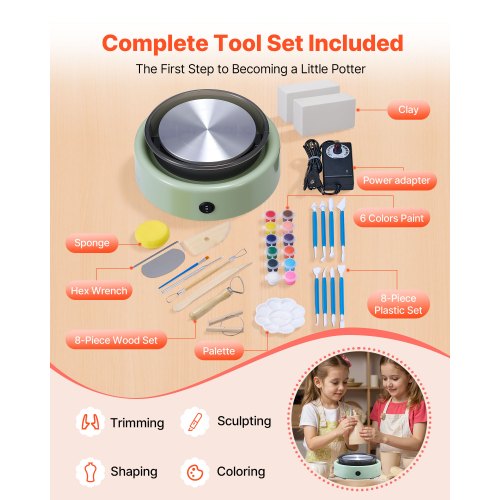 Mini Keramikhjul Elektrisk Lerhjul för Barn 158 mm Vändskiva Grön |  EU