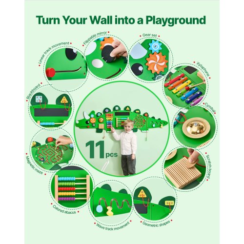 Dinosaur Activity Wall Busy Board with Panels 11 Activities Sensory Wall Panel | EU