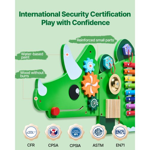 Dinosaur Activity Wall Busy Board with Panels 11 Activities Sensory Wall Panel | EU