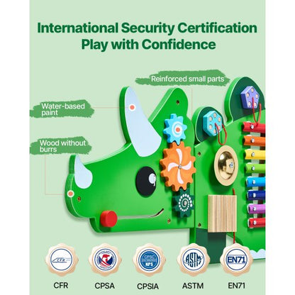 Dinosaur Activity Wall Busy Board with Panels 11 Activities Sensory Wall Panel | EU