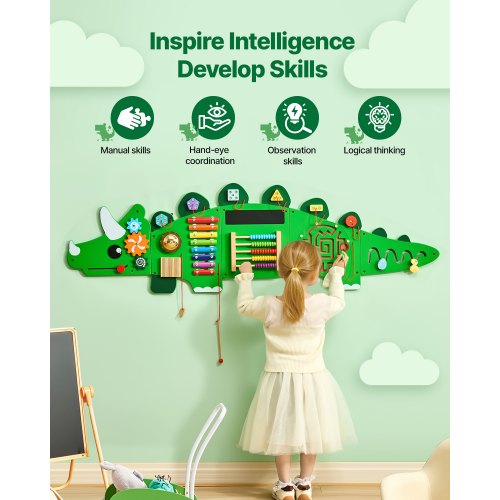 Dinosaur Activity Wall Busy Board with Panels 11 Activities Sensory Wall Panel | EU