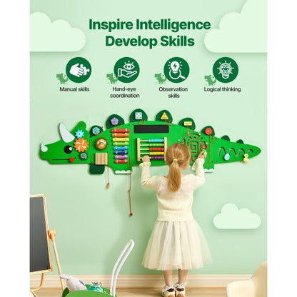 Dinosaur Activity Wall Busy Board with Panels 11 Activities Sensory Wall Panel | EU