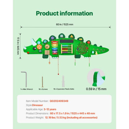 Dinosaur Activity Wall Busy Board with Panels 11 Activities Sensory Wall Panel | EU