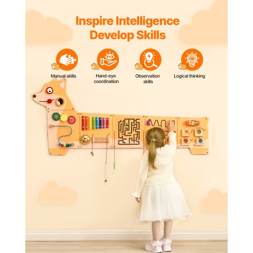 Puppy Activity Wall Busy Board with Panels 12 Activities Sensory Wall Panel | EU