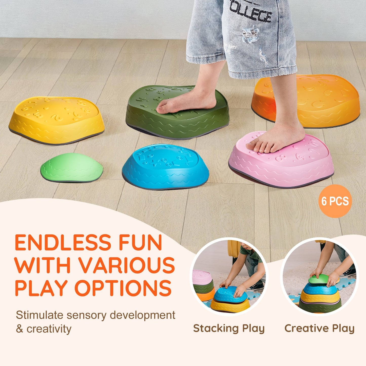 Kids Balance Stepping Stones Sensorisk hinderbana 6 ST Utomhus inomhus