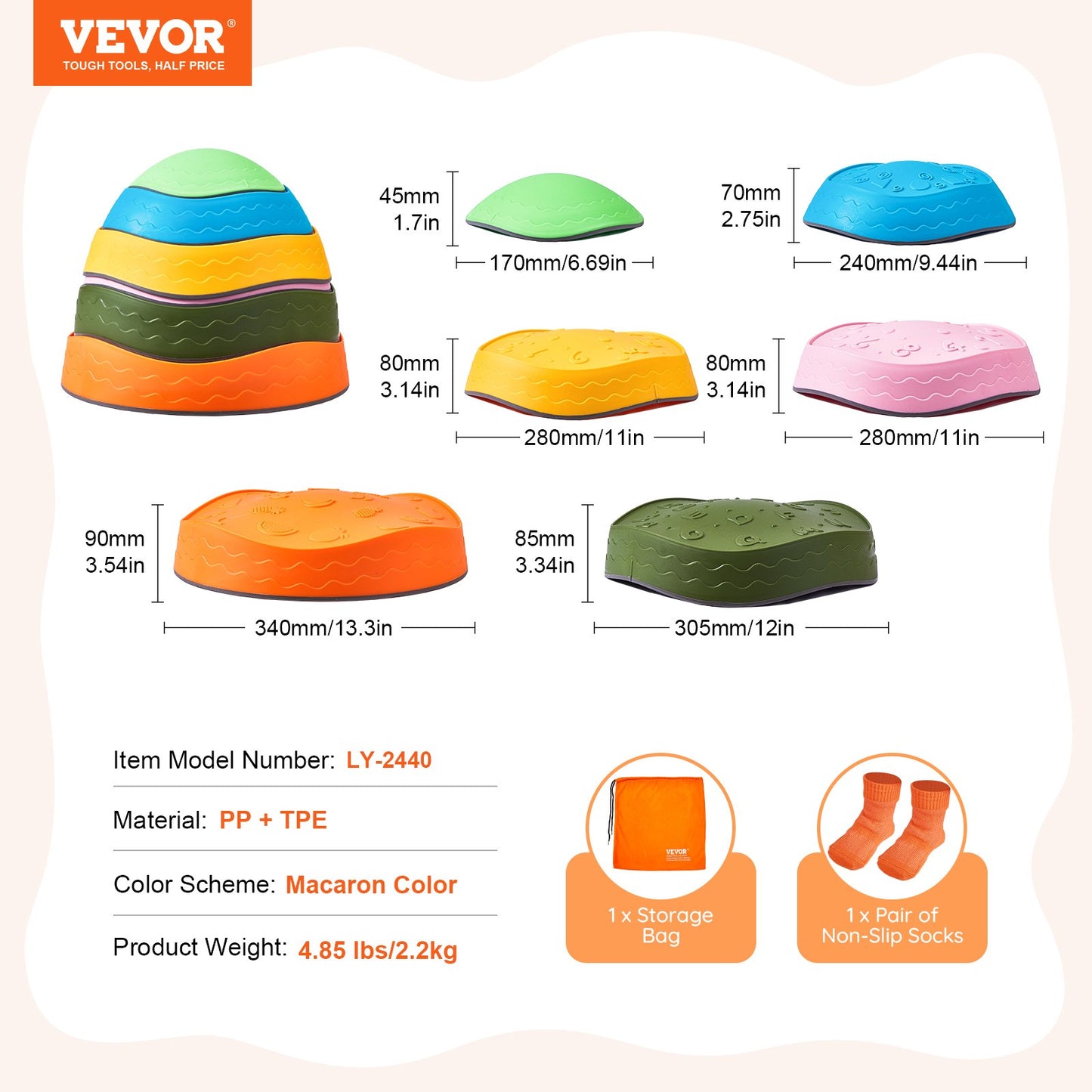 Kids Balance Stepping Stones Sensorisk hinderbana 6 ST Utomhus inomhus