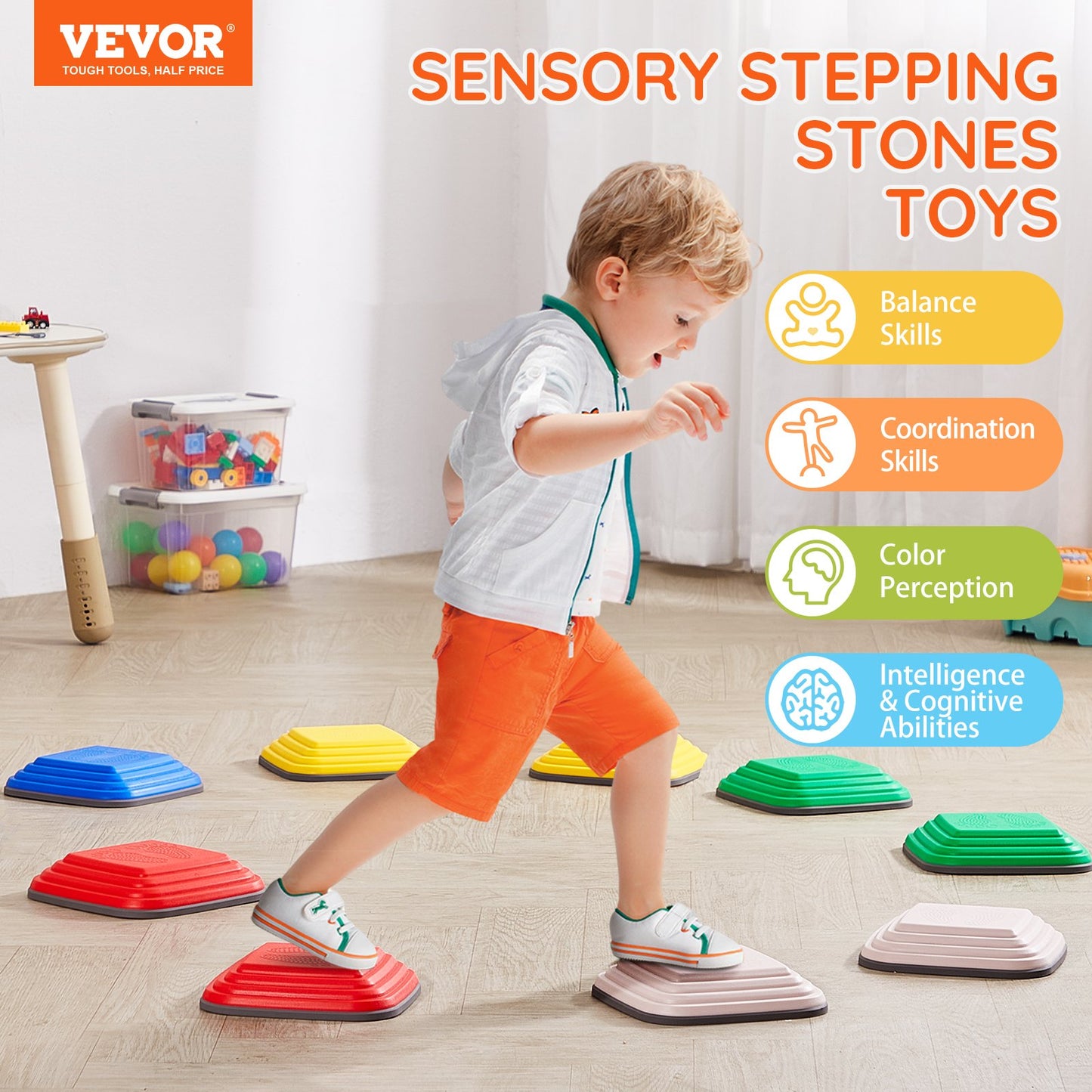 Kids Balance Stepping Stones Sensorisk hinderbana 10 ST Utomhus inomhus
