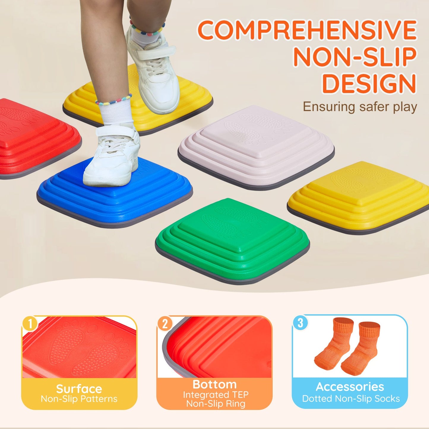 Kids Balance Stepping Stones Sensorisk hinderbana 10 ST Utomhus inomhus