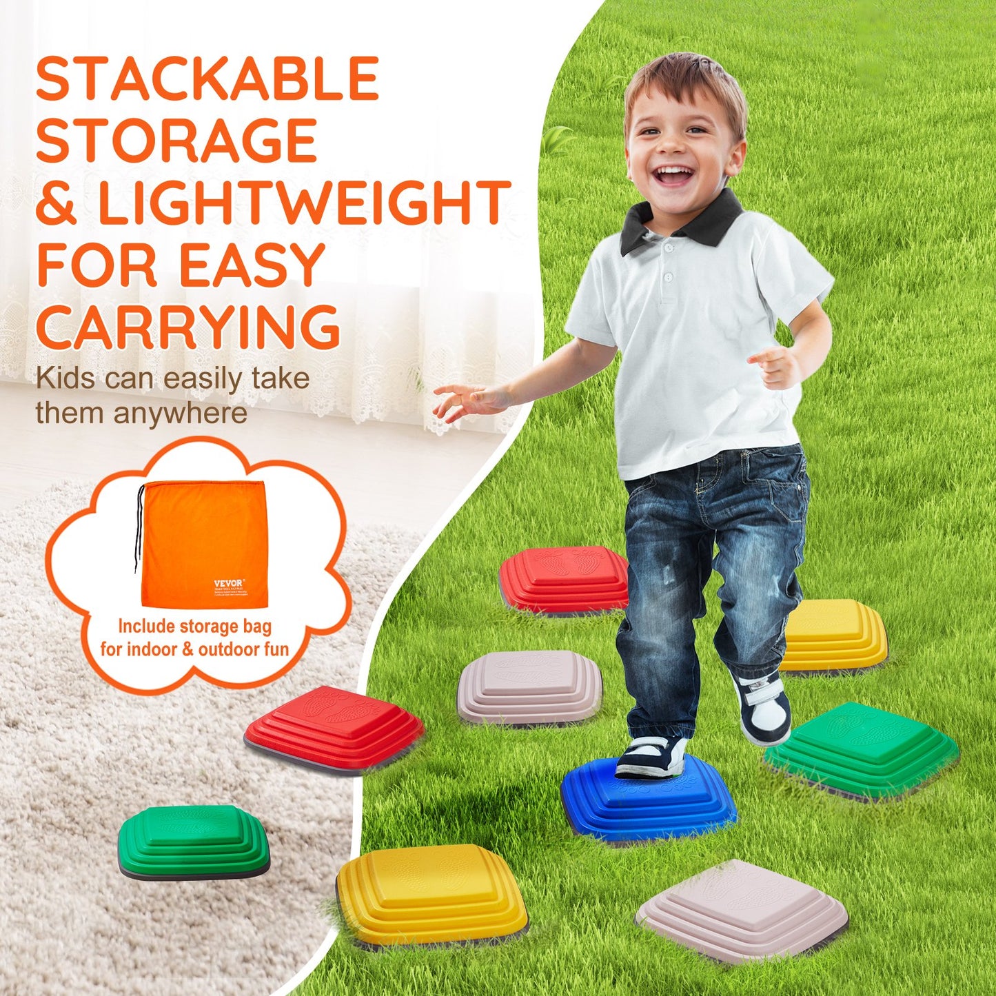 Kids Balance Stepping Stones Sensorisk hinderbana 10 ST Utomhus inomhus