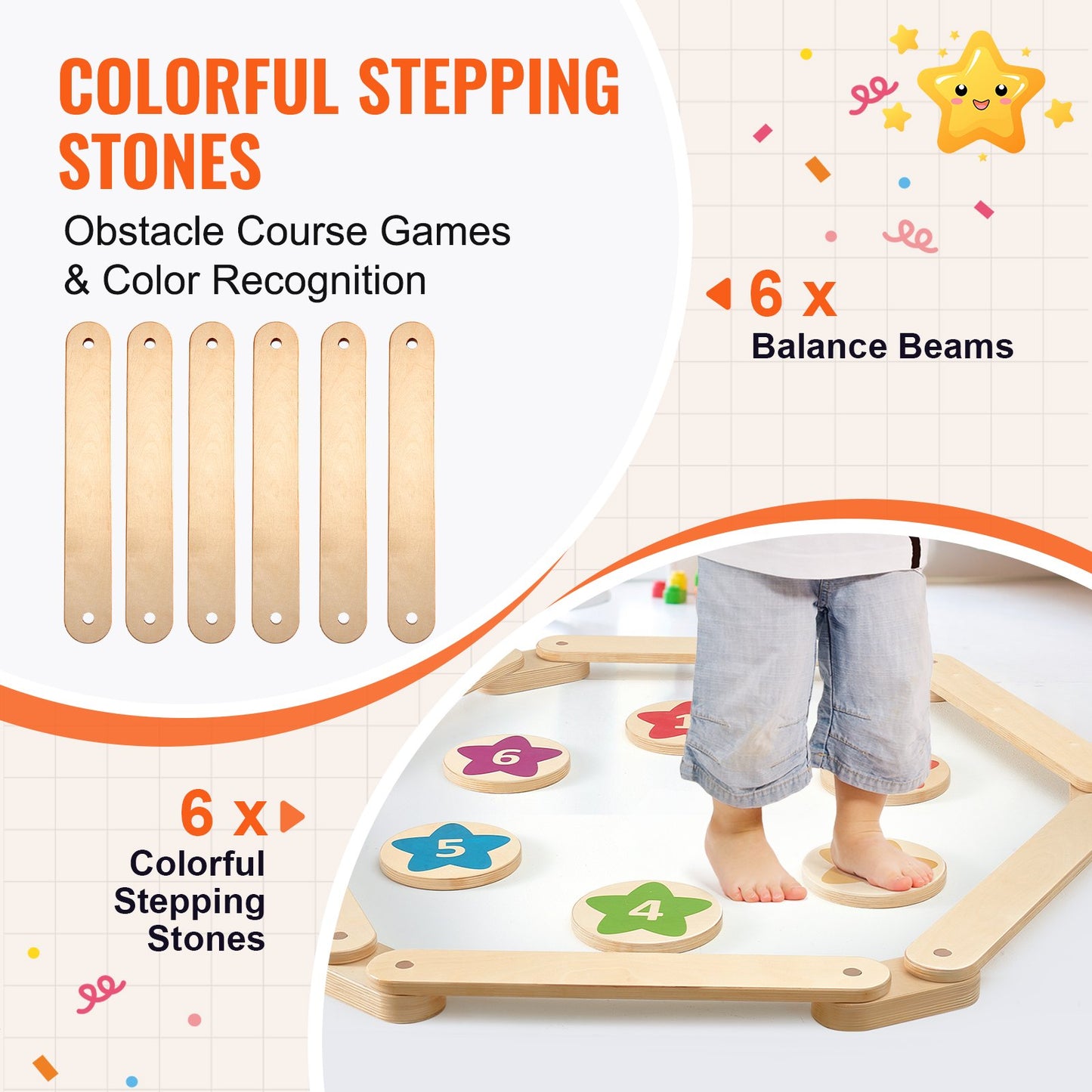 Kinder Schwebebalken Trittsteine Gymnastik Kinder Balance Board 6 PCS