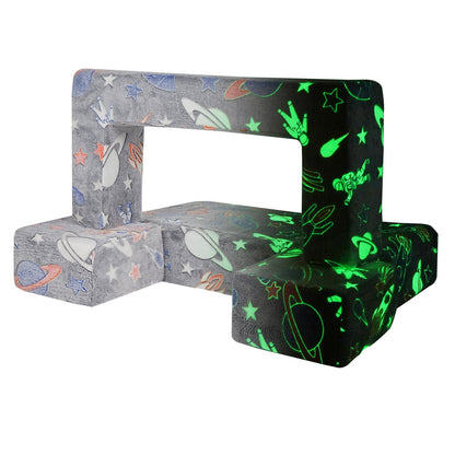 Modular Kids Play Couch 4st DIY Glow in the Dark Toddler Stol Grå