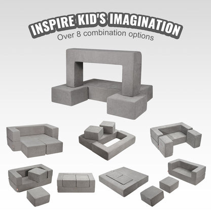 Modular leksoffa för barn 4st DIY Creative Sektionssoffa för barn mörkgrå