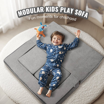 Modular leksoffa för barn 4st DIY Creative Sektionssoffa för barn mörkgrå