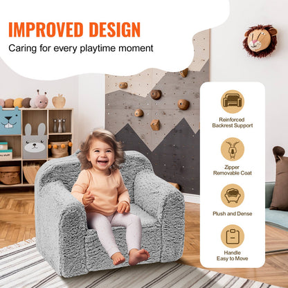 Children's armchair, children's sofa with 25D high-density sponge, comfortable soft children's chair, sherpa fabric reading sofa for bedroom and playroom