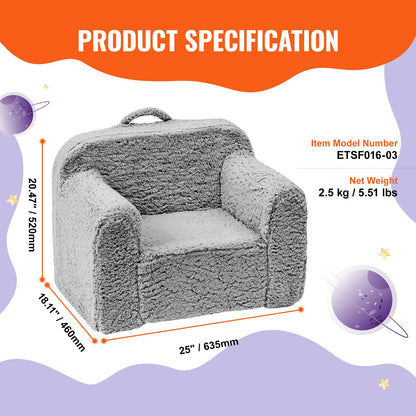 Children's armchair, children's sofa with 25D high-density sponge, comfortable soft children's chair, sherpa fabric reading sofa for bedroom and playroom