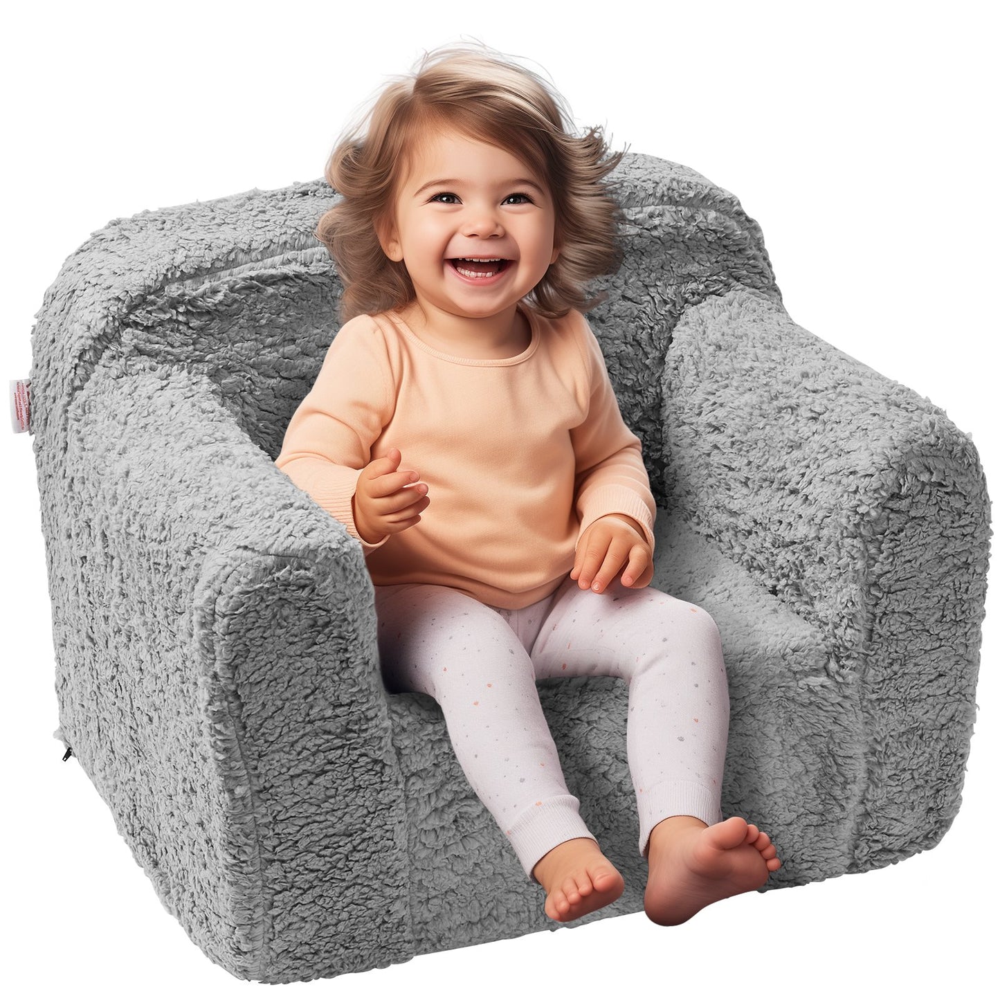 Children's armchair, children's sofa with 25D high-density sponge, comfortable soft children's chair, sherpa fabric reading sofa for bedroom and playroom