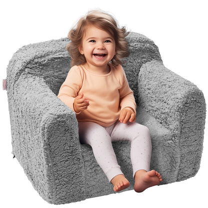 Children's armchair, children's sofa with 25D high-density sponge, comfortable soft children's chair, sherpa fabric reading sofa for bedroom and playroom