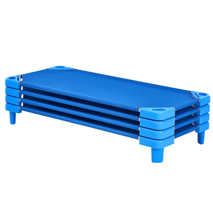 Stackable Crib 52" x 23" Nursery Beds for Kids Blue (Pack of 4)