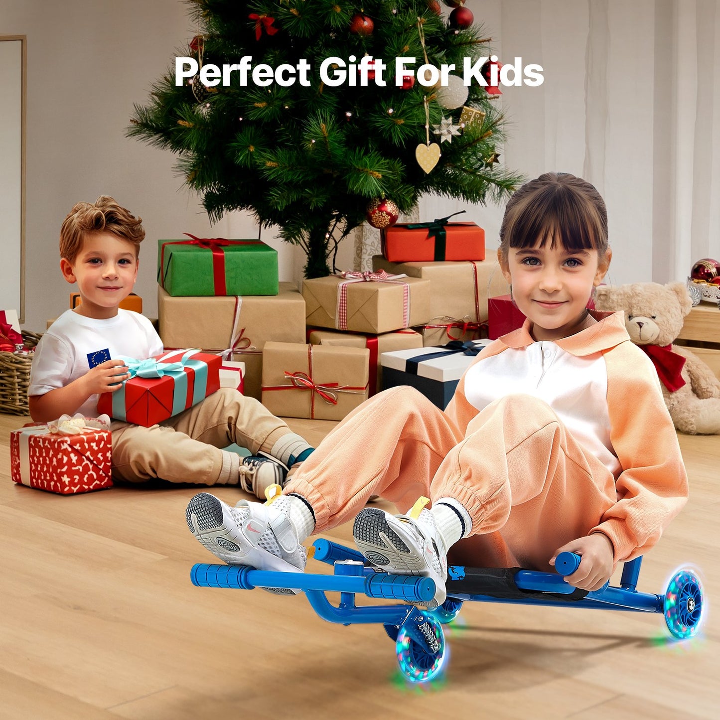 Ride on Scooter Powered by Zig-Zag Motion Drift Cart for Kids Ages 4+