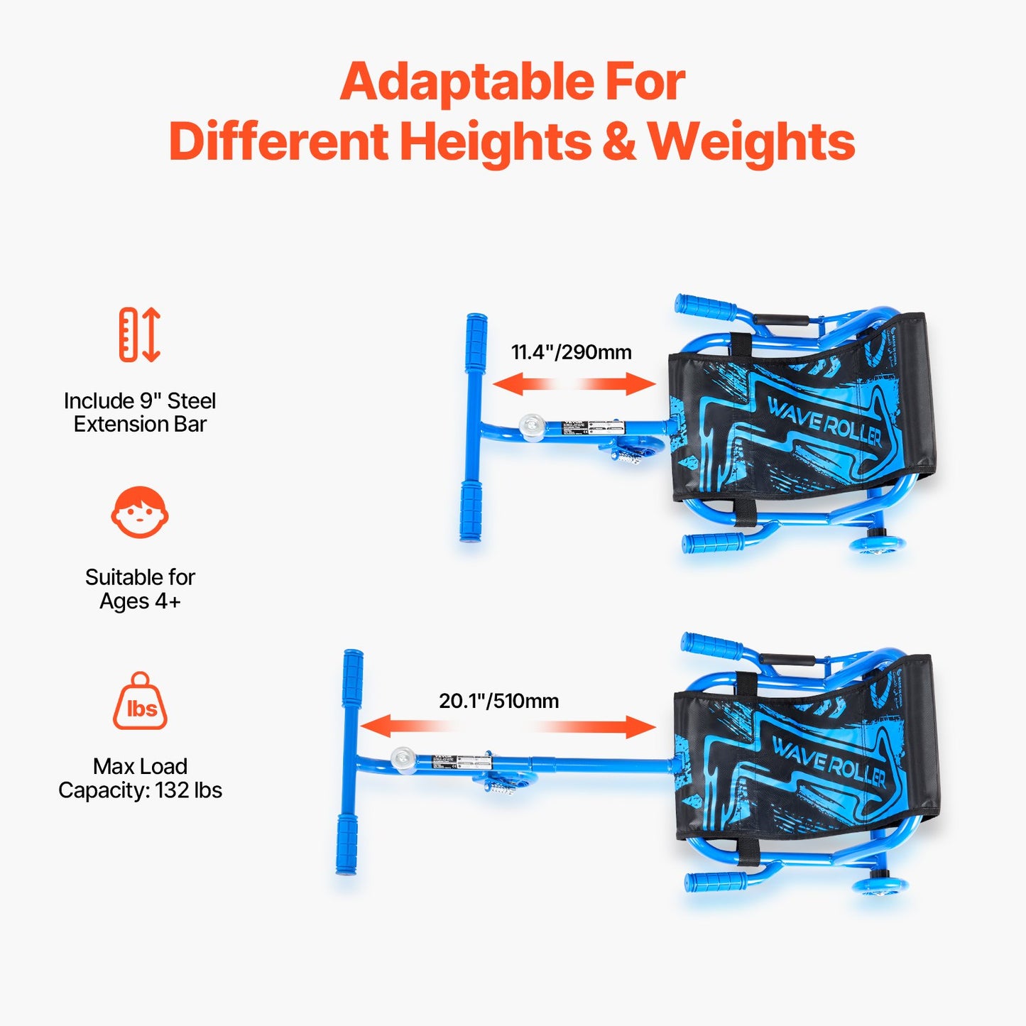 Ride on Scooter Powered by Zig-Zag Motion Drift Cart for Kids Ages 4+