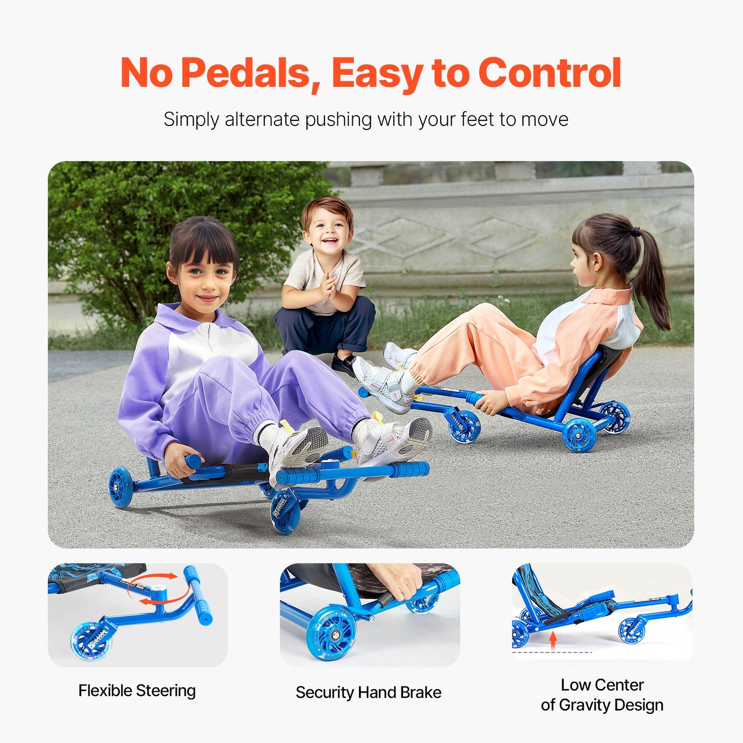 Ride on Scooter Powered by Zig-Zag Motion Drift Cart for Kids Ages 4+
