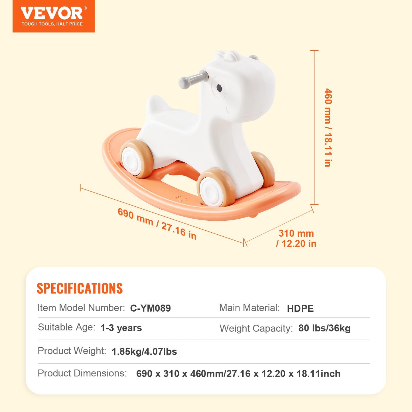 3-in-1-Schaukelpferd für Kleinkinder von 1–3 Jahren, Baby-Schaukelpferd mit abnehmbarem Balance-Board und 4 leichtgängigen Rädern, trägt bis zu 80 lbs HDPE-Material, Kinder-Rutschspielzeug, 40°-Schaukel, Rot