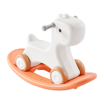 3-in-1-Schaukelpferd für Kleinkinder von 1–3 Jahren, Baby-Schaukelpferd mit abnehmbarem Balance-Board und 4 leichtgängigen Rädern, trägt bis zu 80 lbs HDPE-Material, Kinder-Rutschspielzeug, 40°-Schaukel, Rot