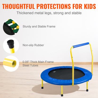 3FT Trampoline for Kids, 36" Indoor/Outdoor Trampoline for Toddlers, Foldable Mini Trampoline with Foam Handle, Birthday Gift for Leisure Trampoline for 3+ Years Old Kids