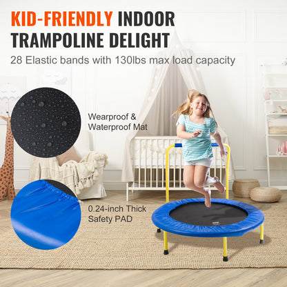 3FT Trampoline for Kids, 36" Indoor/Outdoor Trampoline for Toddlers, Foldable Mini Trampoline with Foam Handle, Birthday Gift for Leisure Trampoline for 3+ Years Old Kids