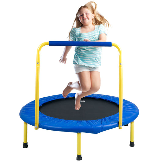 3FT Trampoline for Kids, 36" Indoor/Outdoor Trampoline for Toddlers, Foldable Mini Trampoline with Foam Handle, Birthday Gift for Leisure Trampoline for 3+ Years Old Kids