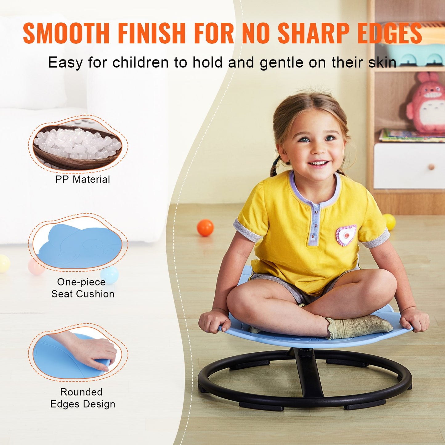 Elephant Kids Spinning Chair 220 lbs Sensory Swivel Chair Seat Blå